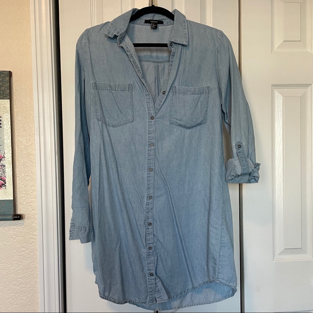 Forever 21 Denim Button Up Dress
